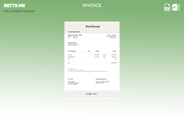 Шаблон за фактура за дизајн на покрив во модерен стил на САД